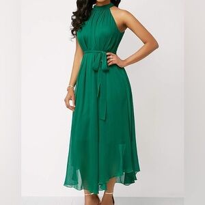 Women's Summer Halter Neck Sleeveless Party Beach Maxi Chiffon Dress